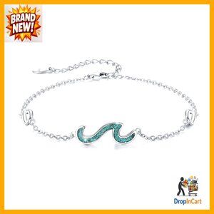 Sterling Silver Adjustable Bracelet Wave Design Elegant Minimal Chic Jewelry